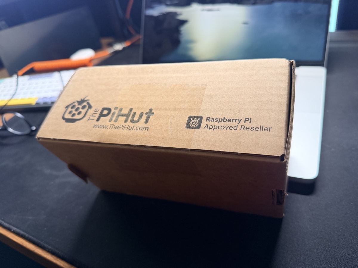 The PiHut box on my desk